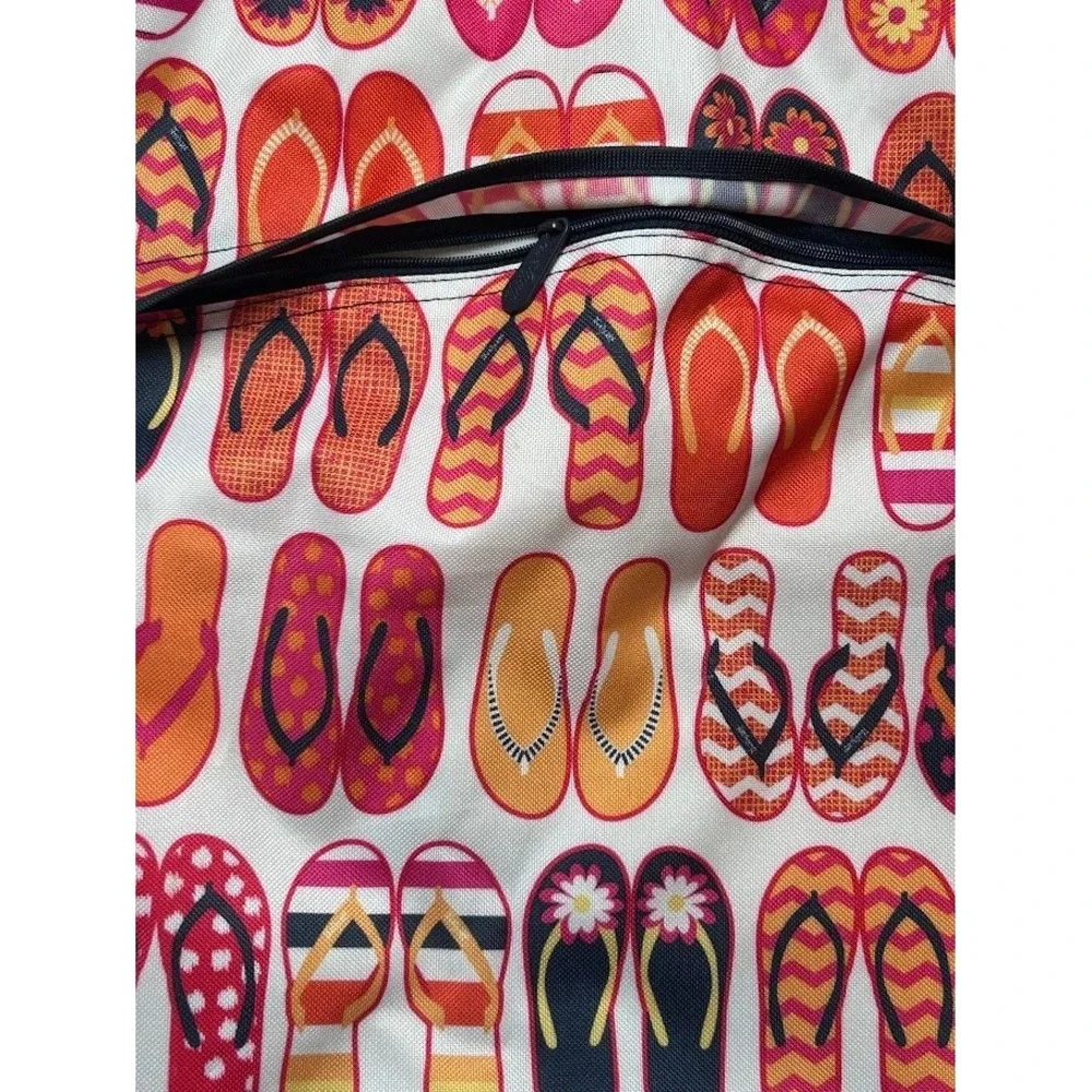 Thirty One Flip Flops Drawstring Backpack‎ Front Zipper Thermal Beach Pool Bag